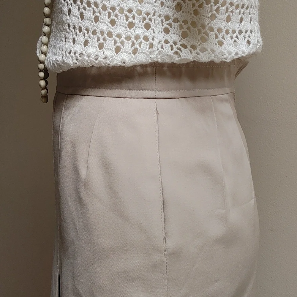 Vintage Louis Féraud Gabardine Worsted Wool Pleated w Pockets Skirt 2/4